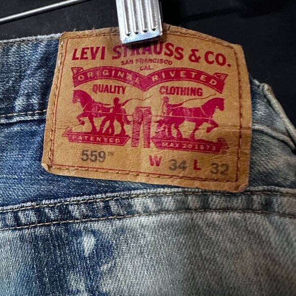 Levis 559 Jeans Acid Wash Denim 34x32 Bleached - Picture 3 of 7